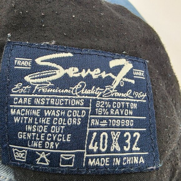 Seven7 Distressed Straight Leg Jeans Medium Wash Contrast Stitch Men’s 40x32 - Picture 11 of 16